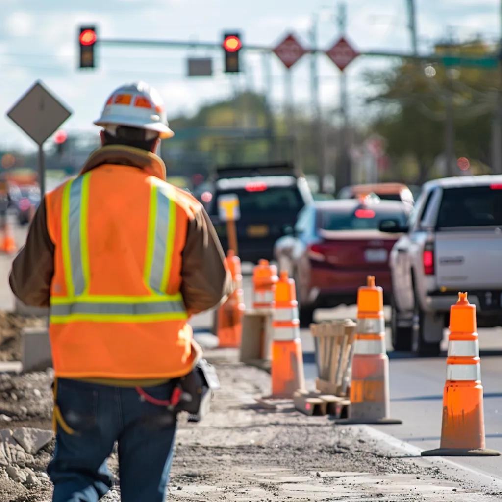 Traffic controller managing flow at a construction site, emphasizing effective traffic management strategies
